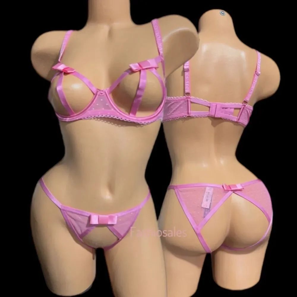 Victorias Secret Luxe Very Sexy Set Strappy Balconette bra & Cheekini Panty pink